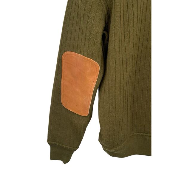 J.L. Powell The Sporting Life Sweater Green Leather Elbow Patches Size Medium - Picture 8 of 16